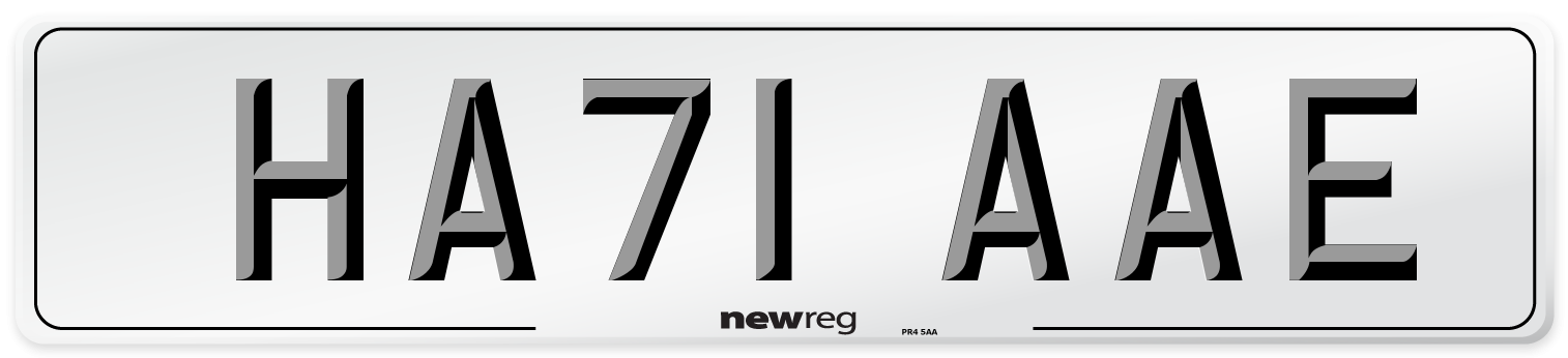 HA71 AAE Number Plate from New Reg